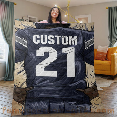 Custom Premium Quilt Blanket Dallas Jersey American Football Personalized Quilt Gifts for Her & Him